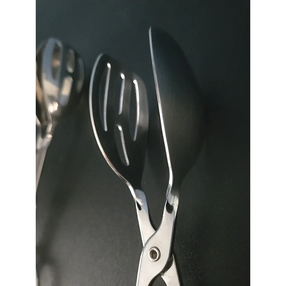 Oneida Tongs Stainless Steel Salad‎ Serving Scissor Style Spoon Fork Spagetti